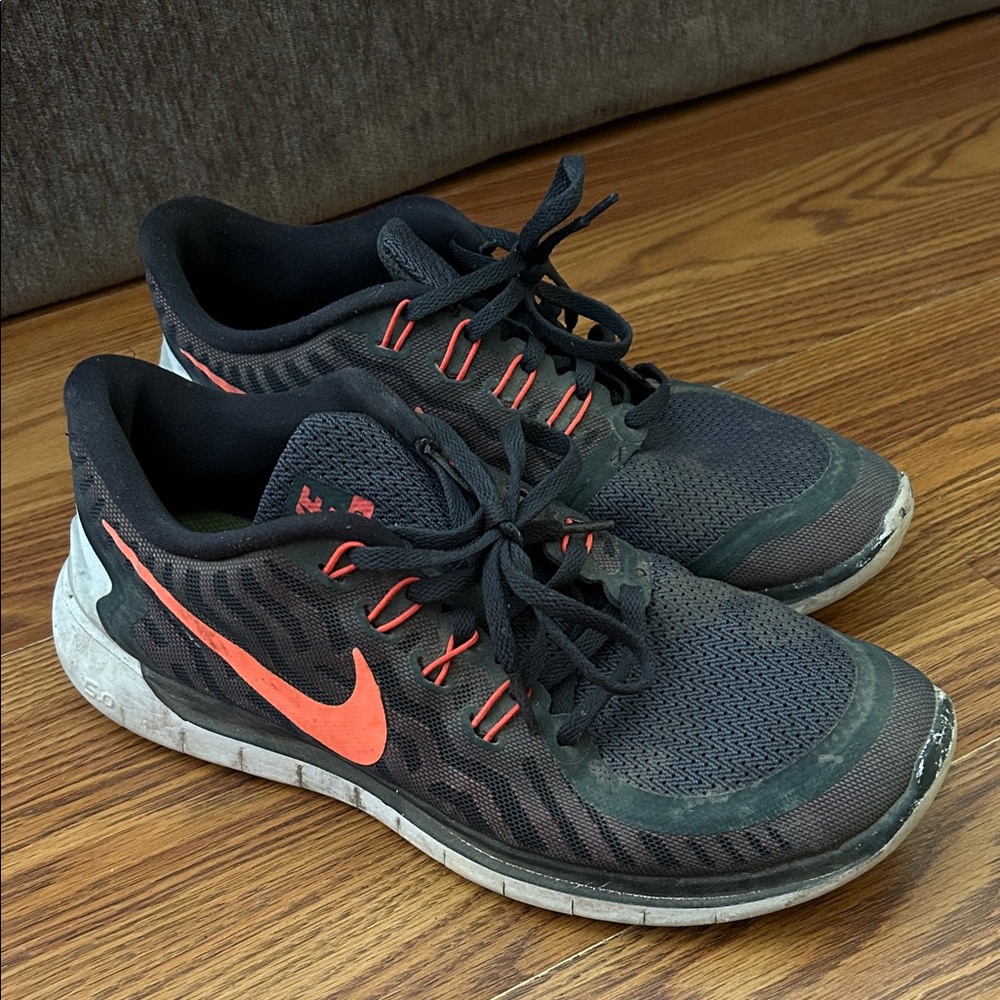 Nike Black and Corral Free 5.0 Running Sneakers